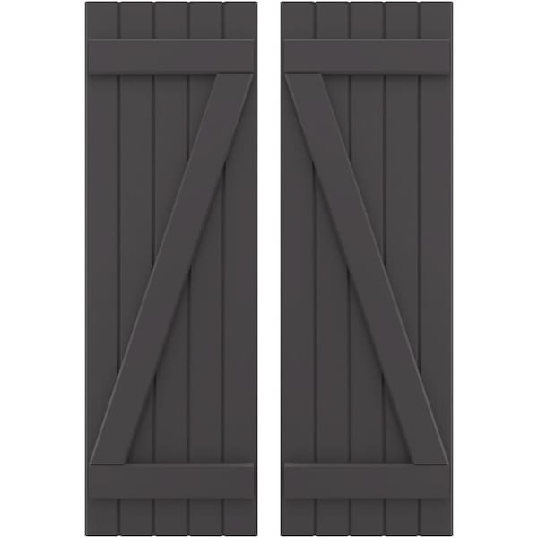 Ekena Millwork Americraft 5-Board (2 Batten) Wood Joined Board-n-Batten Shutters w/ Z-Bar, ARW102BB518X77SMH, PR ARW102BB518X77SMH - main